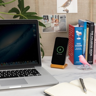 Logotrade promotional gift image of: Bamboo 5W wireless charging stand