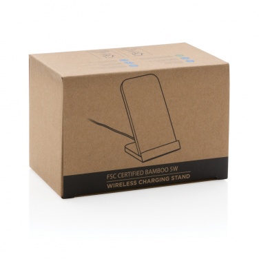 Logo trade promotional items picture of: Bamboo 5W wireless charging stand