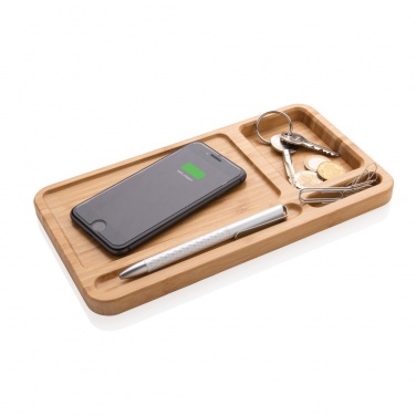 Logo trade promotional giveaways picture of: Bamboo desk organiser 10W wireless charger
