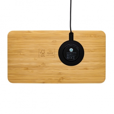 Logo trade corporate gift photo of: Bamboo desk organiser 10W wireless charger