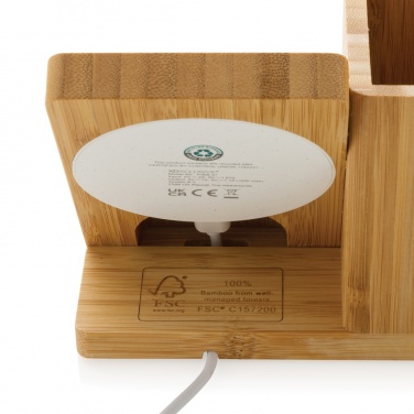 Logo trade advertising products picture of: Calgary bamboo 10W wireless charger