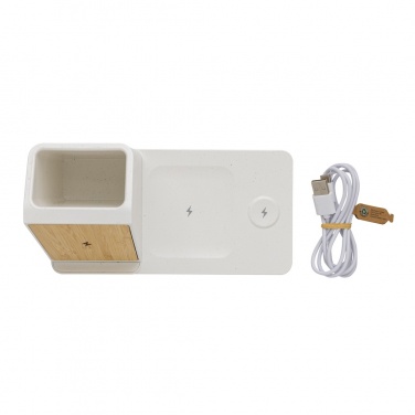 Logotrade promotional item image of: Ontario recycled plastic & bamboo 3-in-1 wireless charger