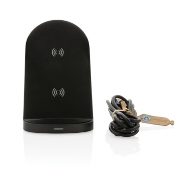 Logo trade advertising products image of: RCS recycled plastic double coil wireless stand 15W