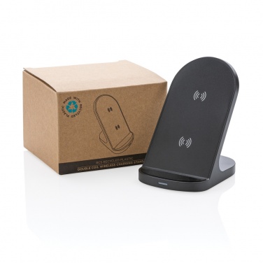 Logo trade advertising product photo of: RCS recycled plastic double coil wireless stand 15W
