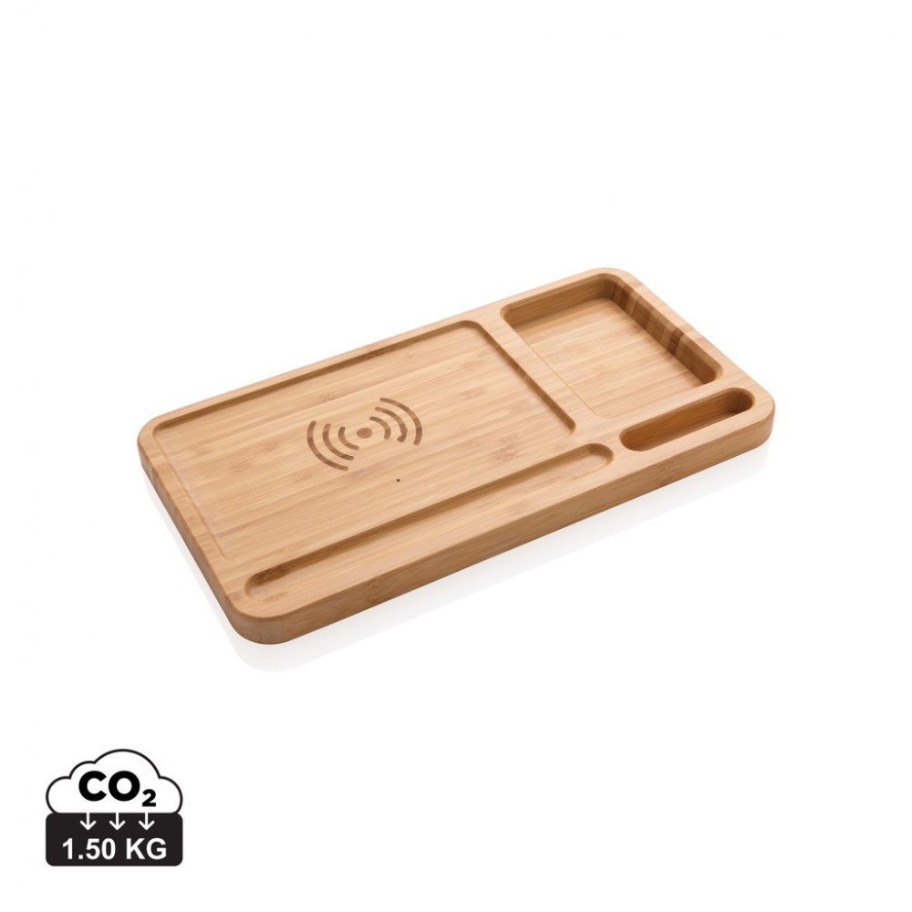 Logotrade promotional giveaway picture of: Bamboo desk organiser 5W wireless charger