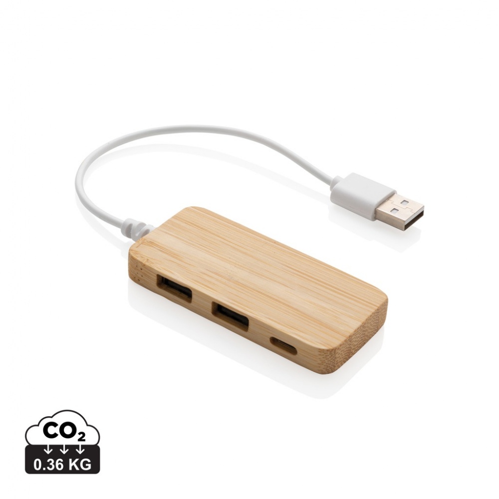 Logotrade promotional gift picture of: Bamboo hub with Type-C