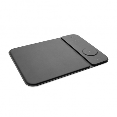 Logo trade promotional items picture of: Swiss peak RCS recycled PU 15W 3 in 1 charging mousepad