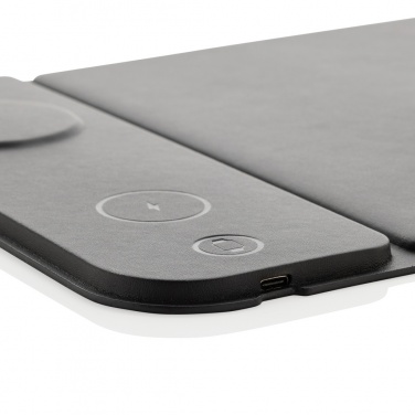 Logo trade promotional products picture of: Swiss peak RCS recycled PU 15W 3 in 1 charging mousepad