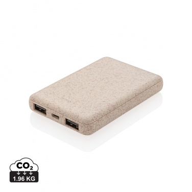 Logo trade corporate gift photo of: Wheat Straw 5.000 mAh Pocket Powerbank