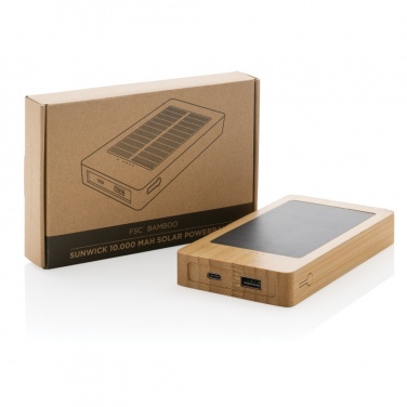 Logo trade promotional merchandise photo of: Sunwick 10.000 mAh Bamboo solar powerbank