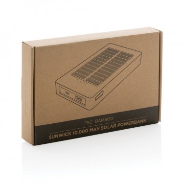Logo trade promotional merchandise picture of: Sunwick 10.000 mAh Bamboo solar powerbank