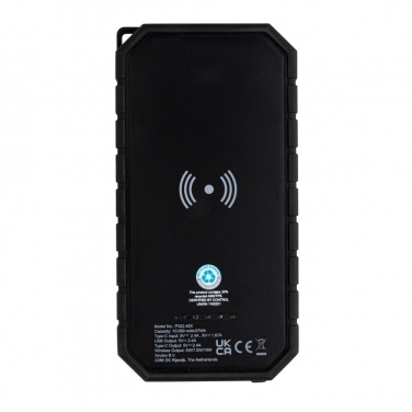 Logo trade promotional merchandise picture of: RCS recycled plastic Solar powerbank with 10W Wireless