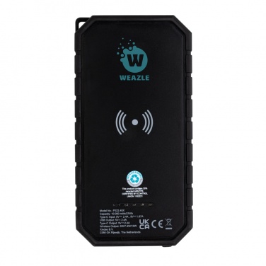 Logo trade promotional merchandise photo of: RCS recycled plastic Solar powerbank with 10W Wireless