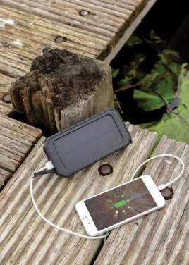 Logo trade promotional merchandise image of: RCS recycled plastic Solar powerbank with 10W Wireless