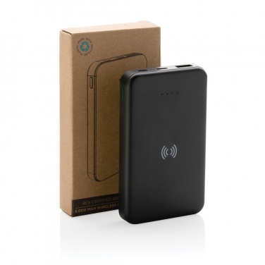 Logo trade promotional items image of: RCS recycled plastic 5.000 mAh 5W wireless powerbank