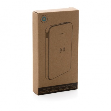 Logo trade promotional item photo of: RCS recycled plastic 5.000 mAh 5W wireless powerbank