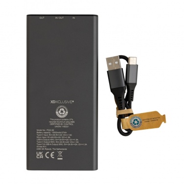 Logo trade advertising products image of: Terra RCS recycled 18W aluminium powerbank 10.000 mAh