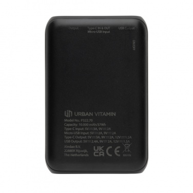 Logo trade promotional gifts image of: Urban Vitamin Alameda 10.000 mAh 18W PD powerbank