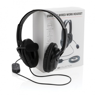 Logo trade corporate gifts picture of: Over ear wired work headset