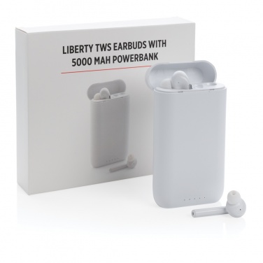 Logo trade promotional giveaways picture of: Liberty TWS earbuds with 5.000 mAh powerbank