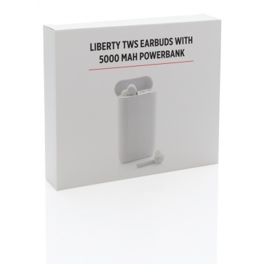 Logo trade promotional merchandise photo of: Liberty TWS earbuds with 5.000 mAh powerbank