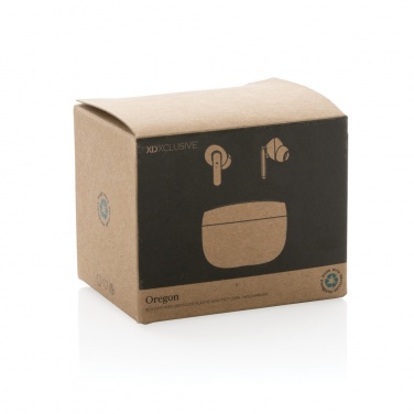 Logotrade promotional giveaway image of: Oregon RCS recycled plastic and cork TWS earbuds