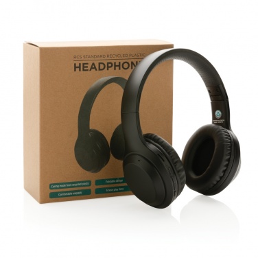 Logo trade corporate gifts image of: RCS standard recycled plastic headphone