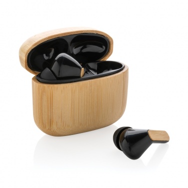 Logotrade advertising product image of: Bamboo TWS earbuds with RCS recycled plastic