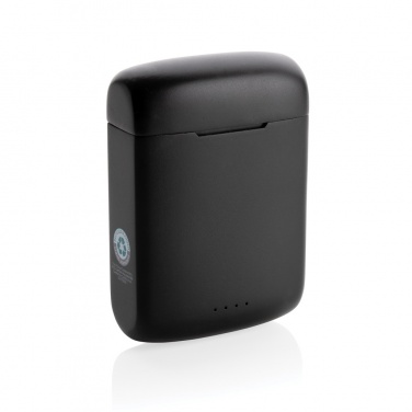 Logo trade promotional product photo of: Skywave RCS recycled plastic solar earbuds