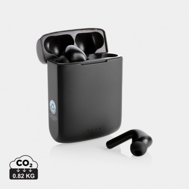 Logotrade promotional items photo of: Skywave RCS recycled plastic solar earbuds