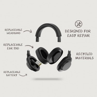 Logotrade advertising product image of: Irvine RCS recycled and repairable ANC wireless headphone