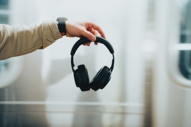 Logo trade promotional products image of: Irvine RCS recycled and repairable ANC wireless headphone