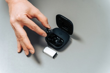 Logo trade business gifts image of: Lakewood RCS recycled and repairable wireless earbuds