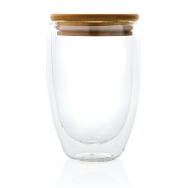 Logo trade promotional products picture of: Double wall borosilicate glass with bamboo lid 350ml