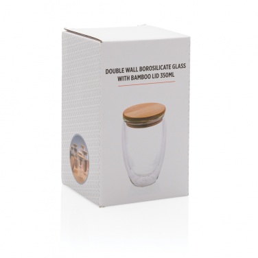 Logotrade promotional gift picture of: Double wall borosilicate glass with bamboo lid 350ml