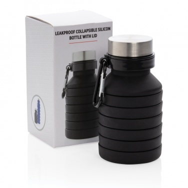 Logotrade promotional merchandise image of: Leakproof collapsible silicone bottle with lid