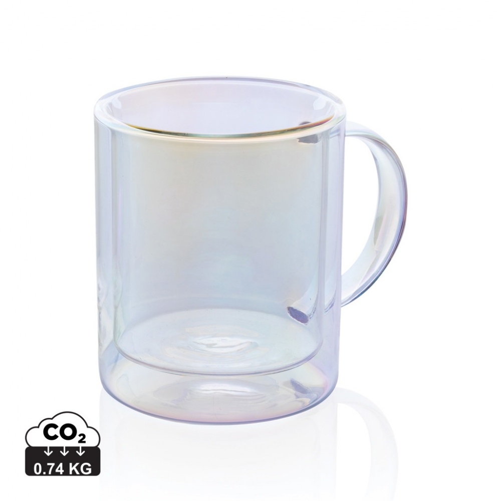 Logo trade promotional gifts image of: Deluxe double wall electroplated glass mug