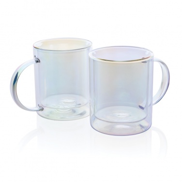 Logo trade corporate gifts image of: Deluxe double wall electroplated glass mug