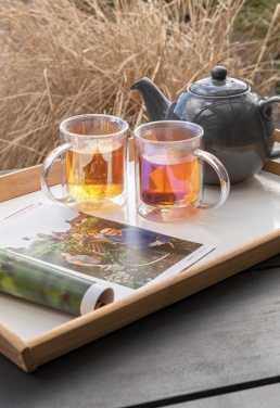 Logo trade promotional giveaways image of: Deluxe double wall electroplated glass mug