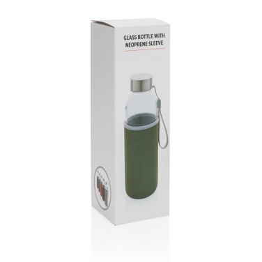 Logo trade promotional merchandise picture of: Glass bottle with neoprene sleeve