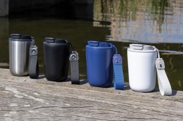Logo trade corporate gifts image of: Cuppa RCS re-steel vacuum tumbler with lanyard