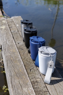 Logo trade promotional merchandise picture of: Cuppa RCS re-steel vacuum tumbler with lanyard