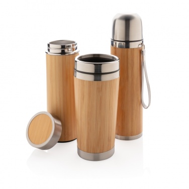 Logo trade promotional gift photo of: Leak proof bamboo vacuum bottle