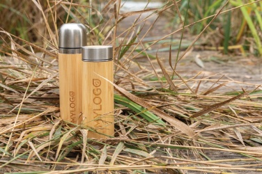 Logo trade business gifts image of: Leak proof bamboo vacuum bottle
