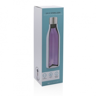 Logo trade promotional giveaways image of: UV-C steriliser vacuum stainless steel bottle