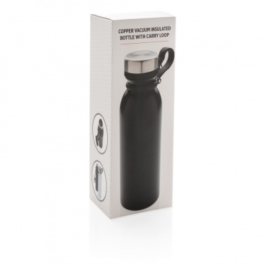 Logo trade promotional giveaways image of: Copper vacuum insulated bottle with carry loop