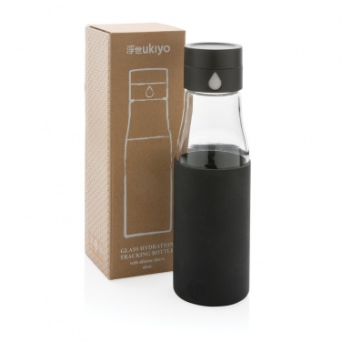 Logotrade promotional giveaway image of: Ukiyo glass hydration tracking bottle with sleeve