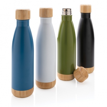 Logo trade corporate gifts image of: Vacuum stainless steel bottle with bamboo lid and bottom