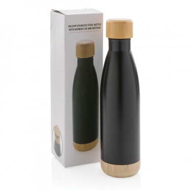 Logotrade promotional gift image of: Vacuum stainless steel bottle with bamboo lid and bottom