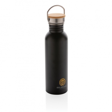 Logotrade promotional merchandise picture of: Modern stainless steel bottle with bamboo lid